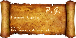 Pammer Gyula névjegykártya